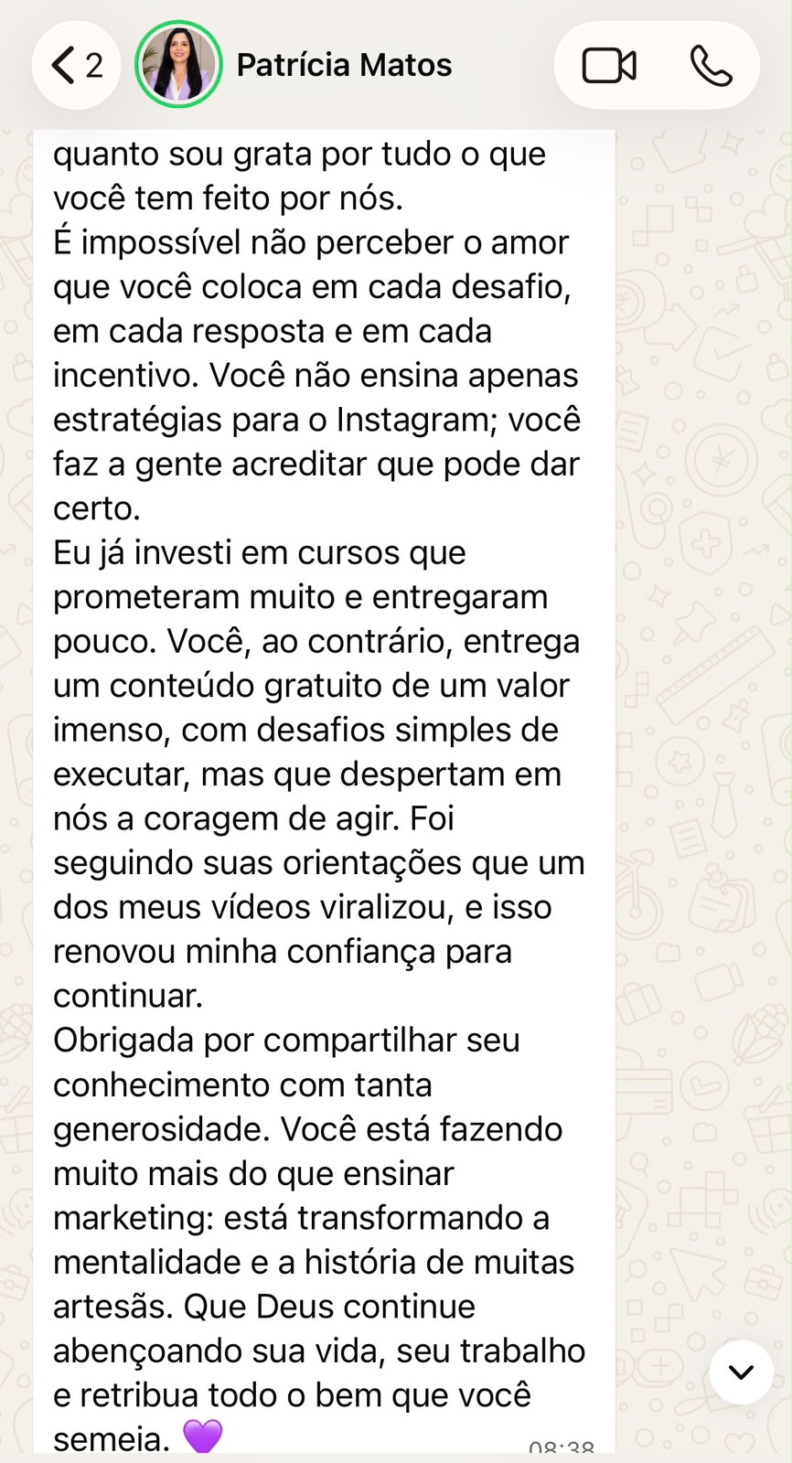 Depoimento de aluna — Depoimentos
